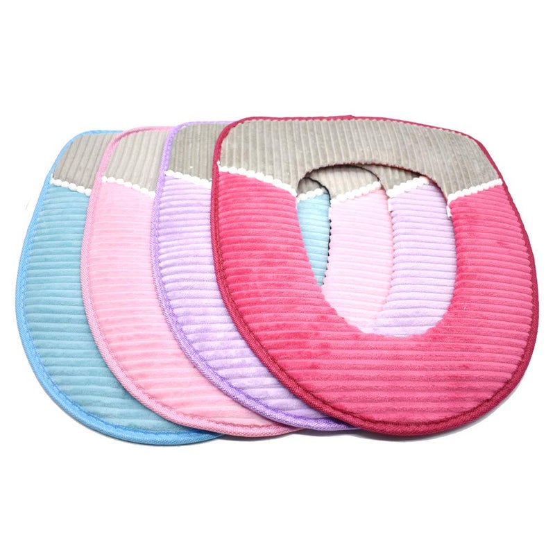 Renashed 4 Pcs Toilet Seat Cover Pad Thicker Washable Toilet Seat Cushion Mat Winter - Image 4